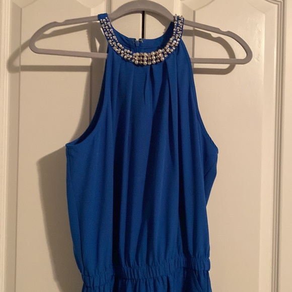 Royal Blue Embellished Halter Neck Jumper - Picture 2 of 3